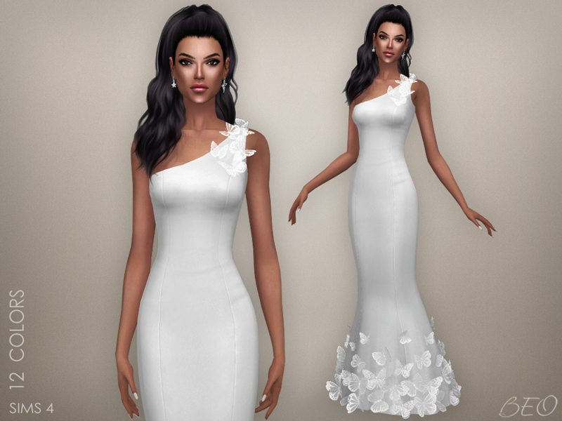 Butterflies - wedding dress for The Sims 4 by BEO