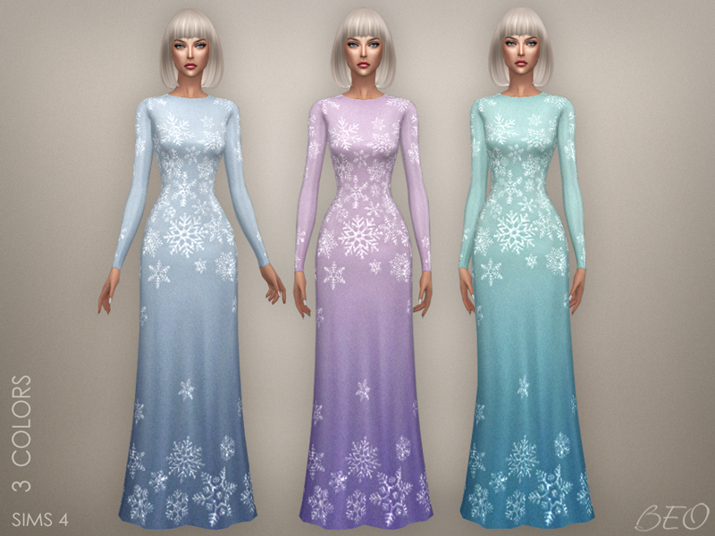 Snowflake - long dress for The Sims 4 by BEO