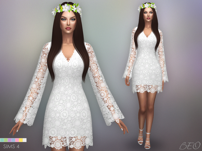 Bohemian wedding dress for The Sims 4 by BEO