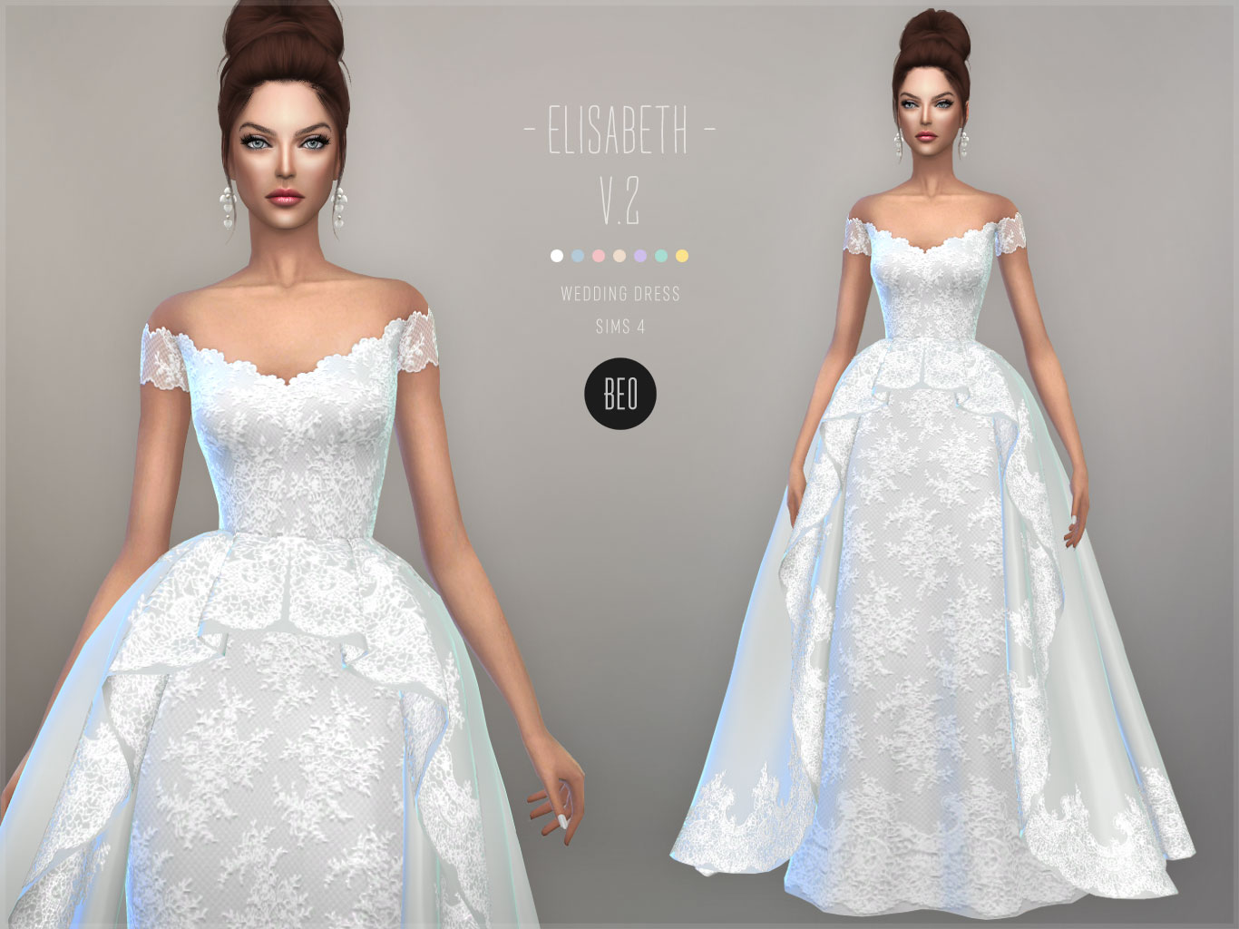Wedding gown - Elisabeth V.2 for The Sims 4 by BEO