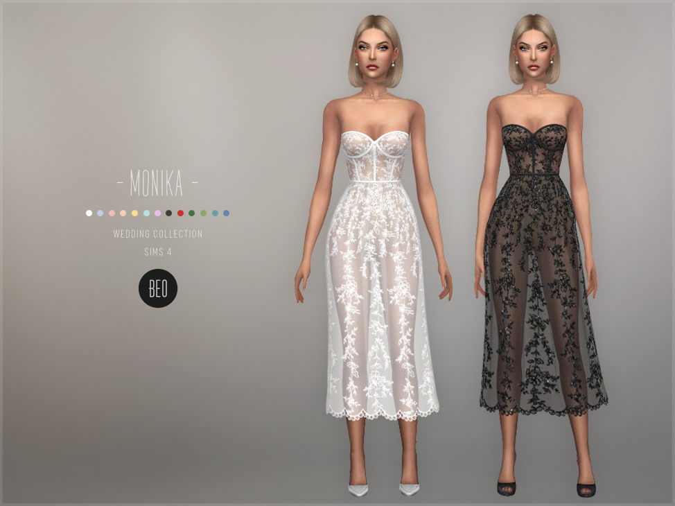 Wedding collection - Monika - midi dress for The Sims 4 by BEO