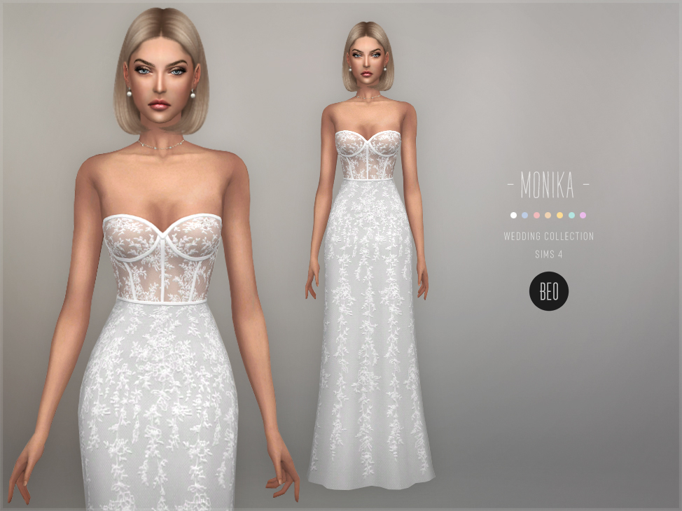 Wedding collection - Monika - long dress for The Sims 4 by BEO
